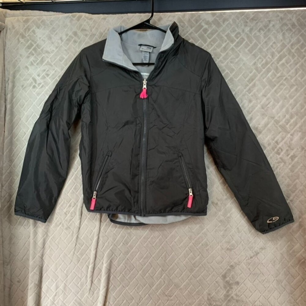 Champion Girls L Jacket Dark Gray Fleece Lined Lightweight Water Wind Resistant